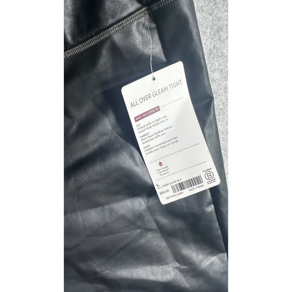 Athleta All Over Gleam Tight Black Faux Leather High Rise Leggings Large 356179 - Picture 3 of 7